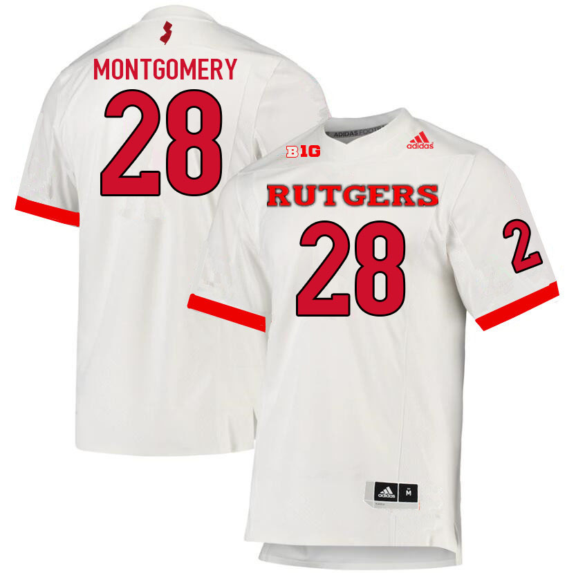 Men #28 Nasir Montgomery Rutgers Scarlet Knights College Football Jerseys Sale-White - Click Image to Close